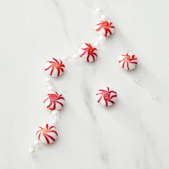 Candy Cane Glass Beads, 16mm by Bead Landing™